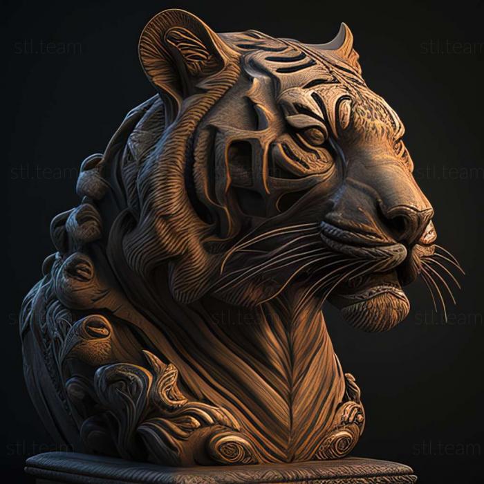 Тигр 3Dпотрясающий лысый